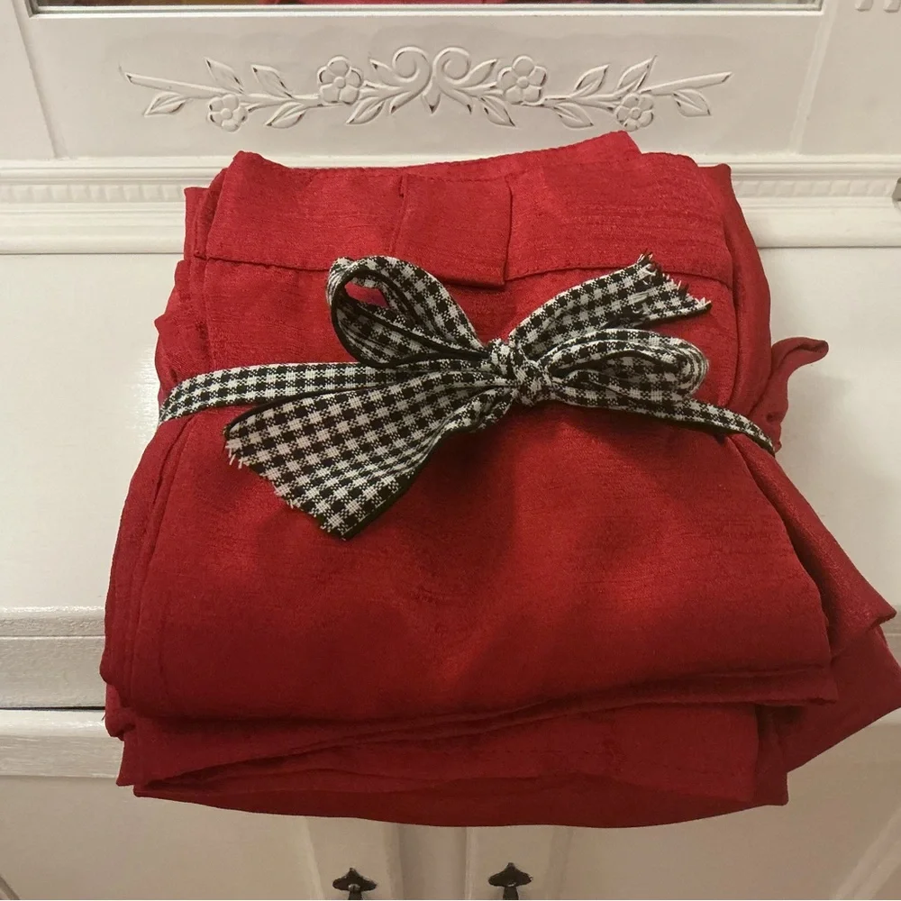 Bundle of 4 Crimson Red Curtain Panels